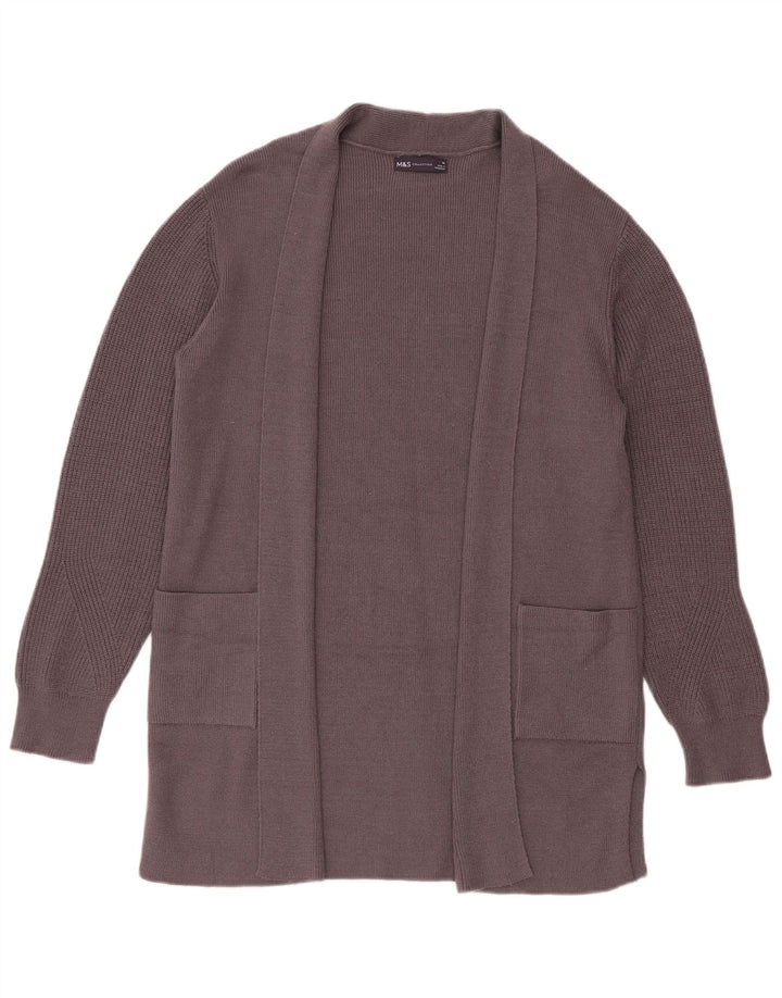 Marks & Spencer Suéter feminino Longline Open Cardigan Reino Unido 14 Grande Cinza
