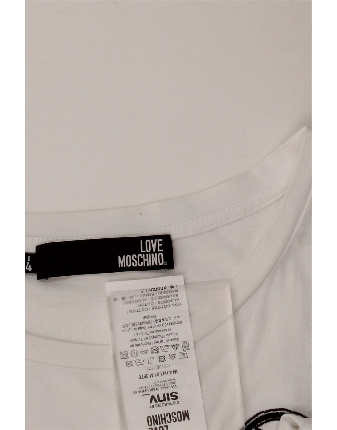 Blusa feminina gráfica MOSCHINO Top IT 44 algodão branco médio