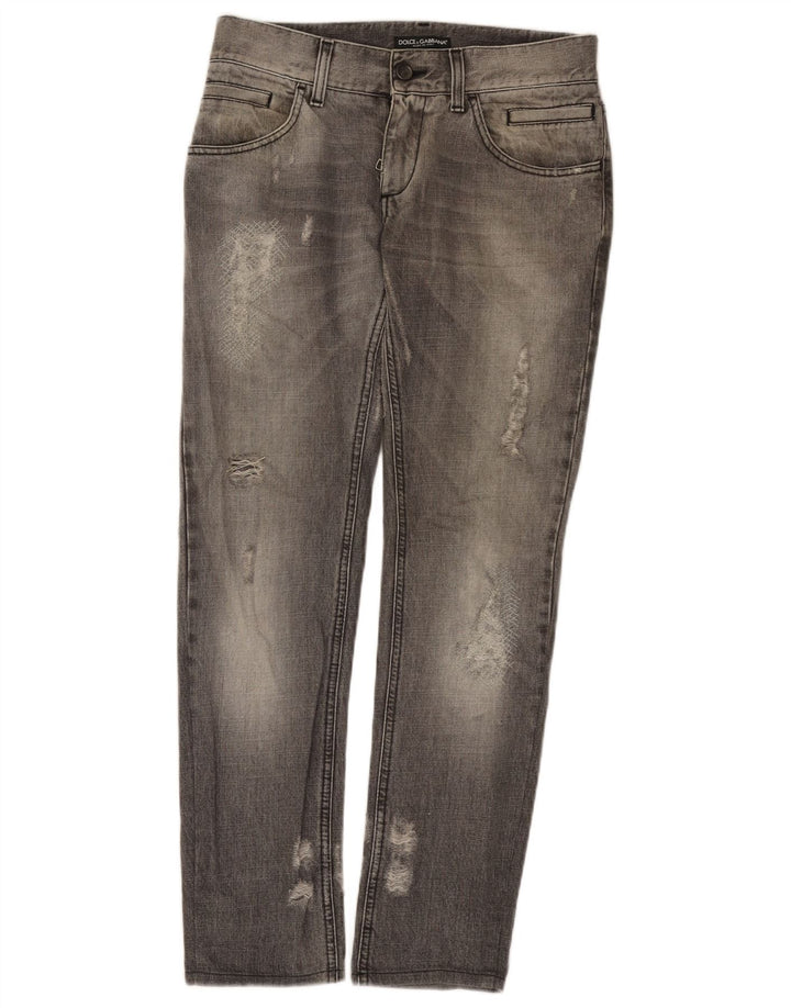 Dolce & Gabbana Jeans Slim Feminino Distressed IT 44 Médio W30 L31 Cinza