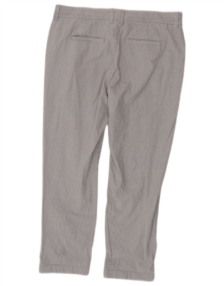 Calça cortada regular feminina Fat Face UK 12 médio W32 L25 cinza listrado