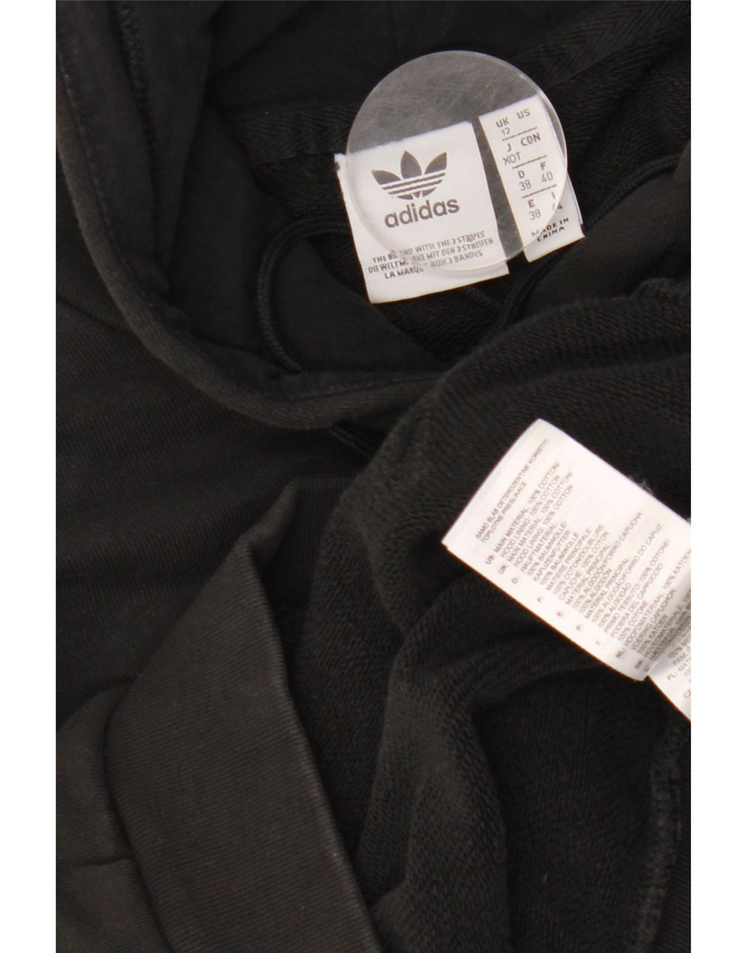 ADIDAS Womens Graphic Oversized Hoodie Jumper Reino Unido 12 Médio Algodão Preto