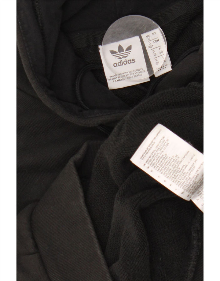 ADIDAS Womens Graphic Oversized Hoodie Jumper Reino Unido 12 Médio Algodão Preto
