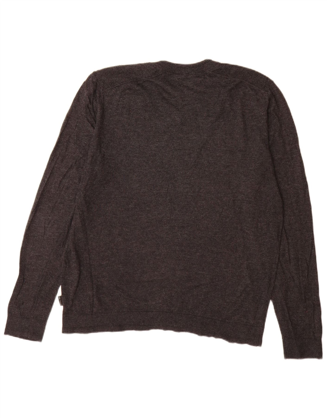 Suéter masculino Ted Baker com decote em V tamanho 5 XL lã cinza