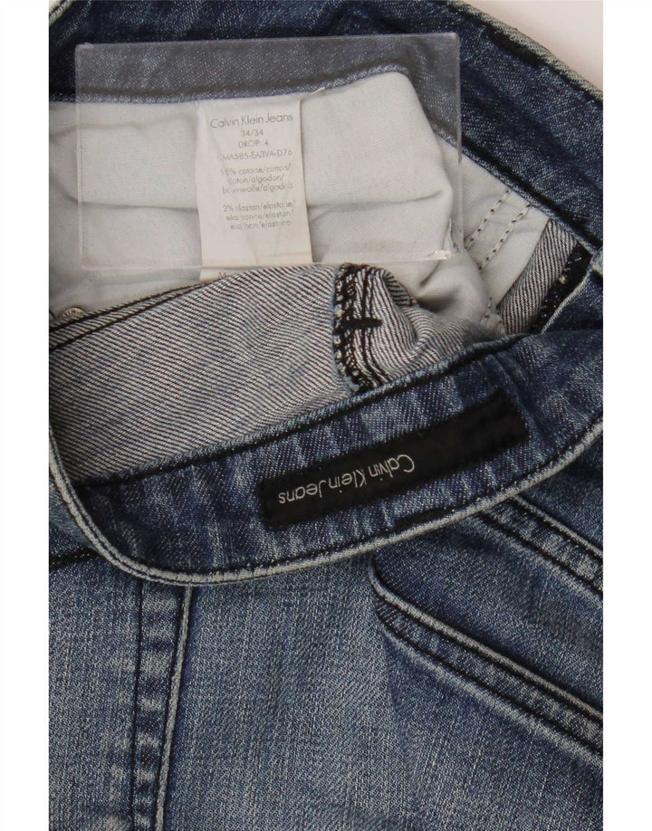 Calvin Klein Masculino Slim Jeans W34 L34 Azul Algodão