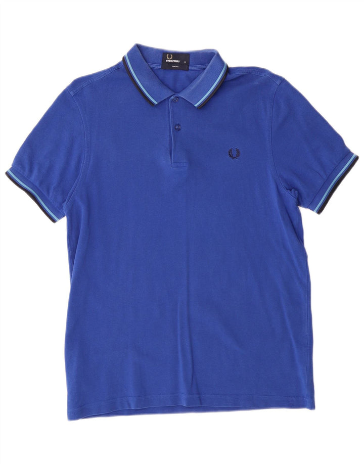 Camisa polo masculina Slim Fit Fred Perry de algodão azul médio