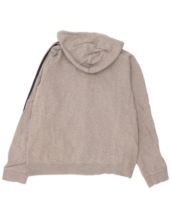 Suéter masculino Adidas com capuz e zíper cinza médio algodão manchado