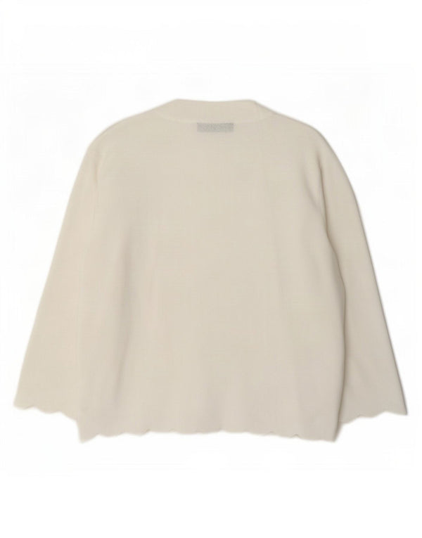 Suéter cardigã aberto feminino Marks & Spencer Reino Unido 12 viscose branca média