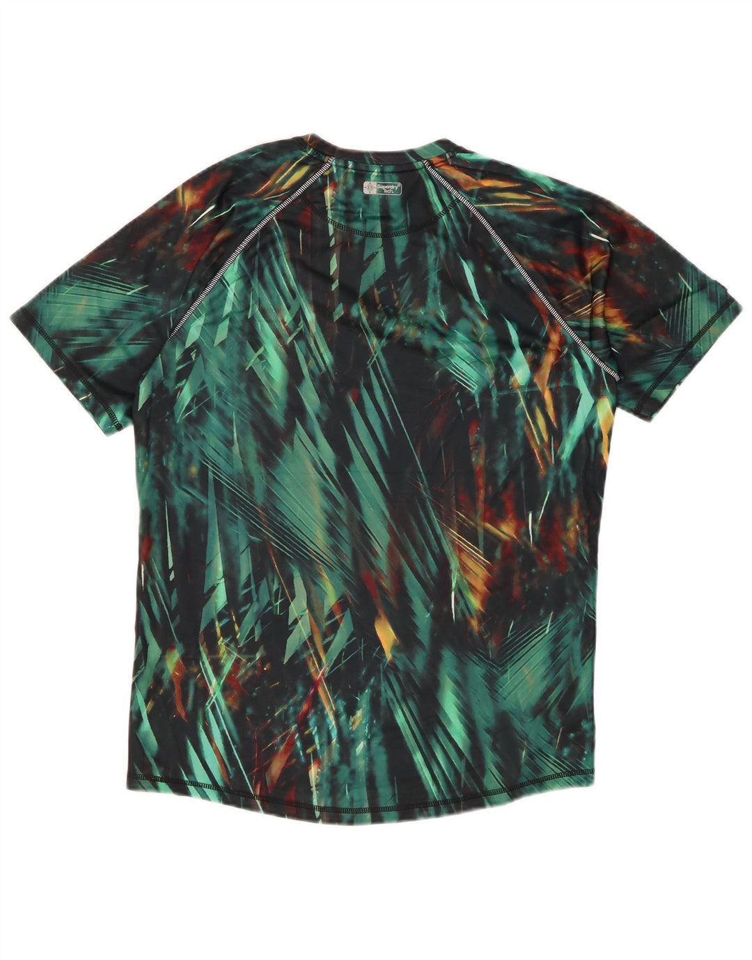 Camiseta masculina ativa SUPERDRY Top médio verde geométrico