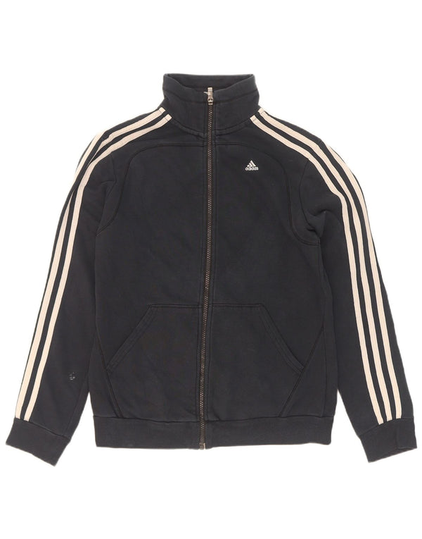Adidas Womens Tracksuit Top Jacket UK 8/10 Pequeno Algodão Preto