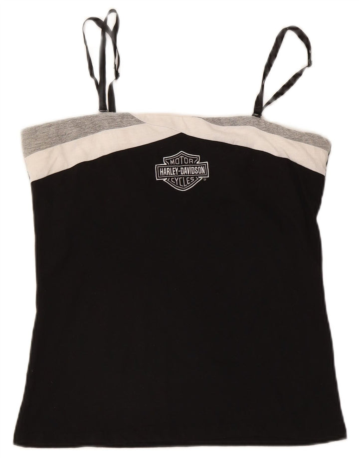 Camiseta feminina Harley Davidson com corte gráfico Reino Unido 14 grande algodão preto