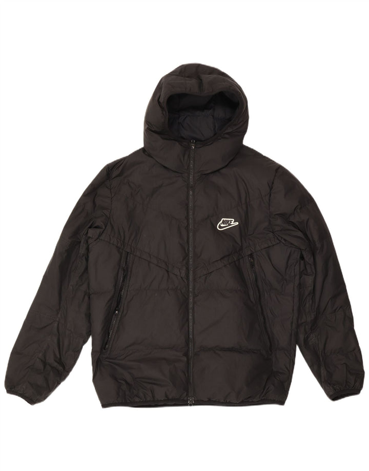 Jaqueta acolchoada com capuz masculina Nike UK 40 grande poliéster preto