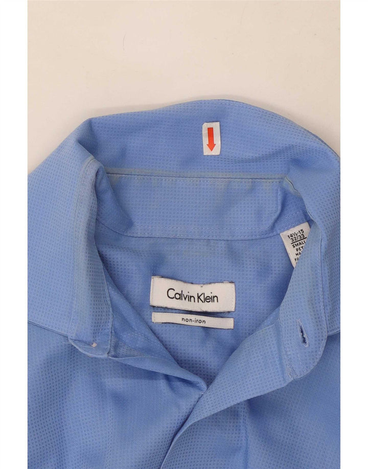 Camisa masculina Calvin Klein tamanho 14 1/2 15 algodão azul pequeno