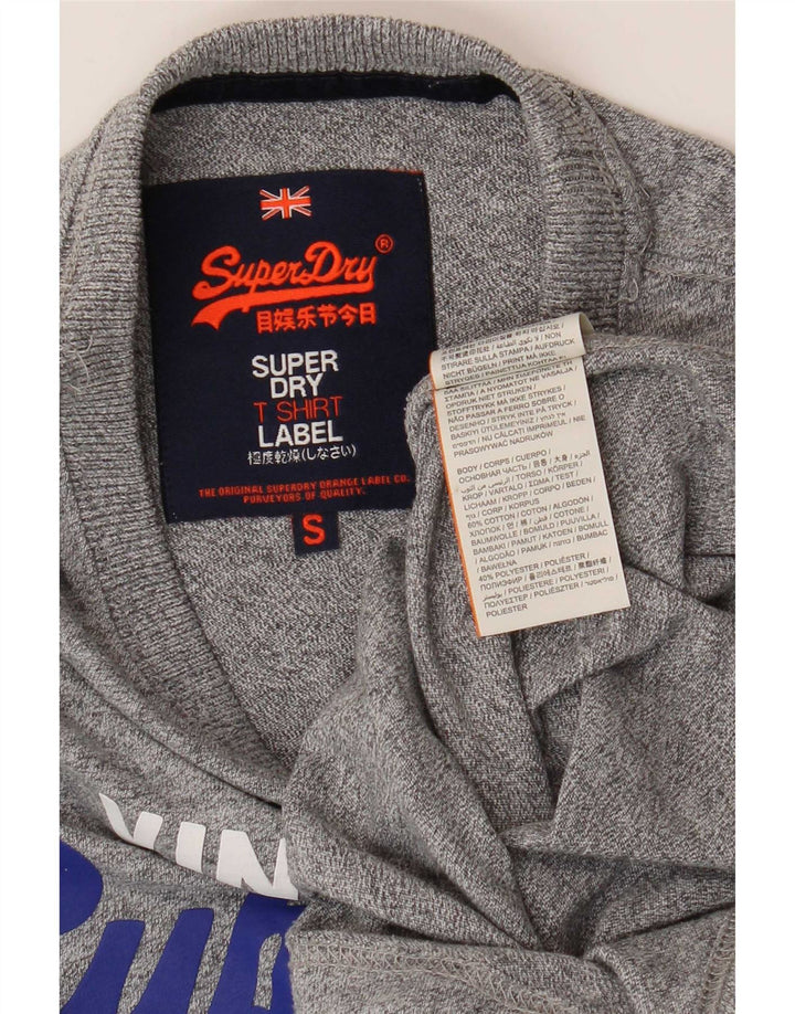 Superdry camiseta masculina gráfica top pequeno algodão manchado cinza