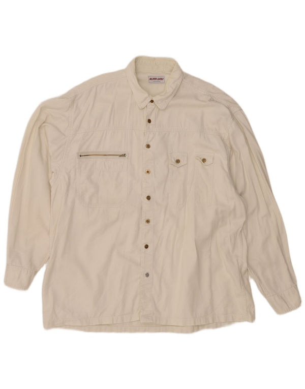 Camisa jeans masculina Berto Lucci XL algodão branco