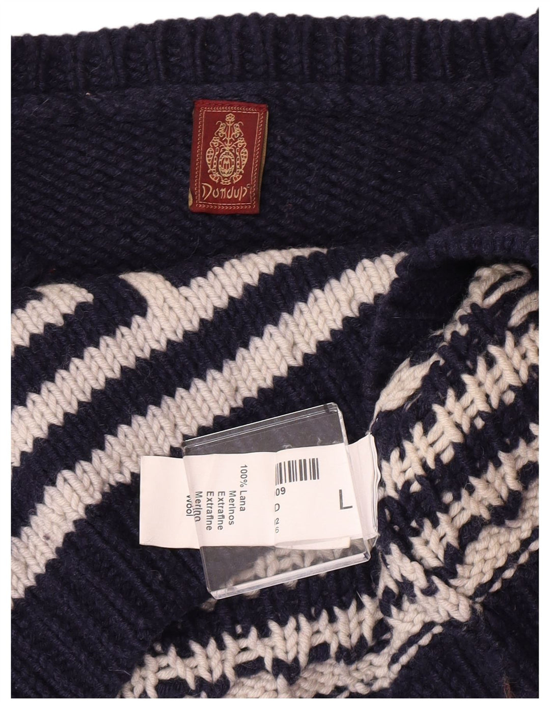 Suéter masculino Dondup com gola redonda, lã geométrica grande azul marinho