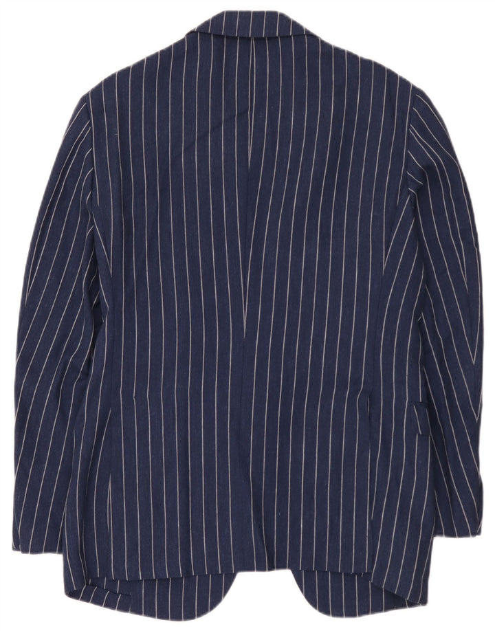 Jaqueta blazer masculina Burberry com 2 botões IT 48 lã listrada azul marinho médio