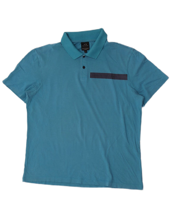 Camisa polo masculina Armani Exchange azul médio