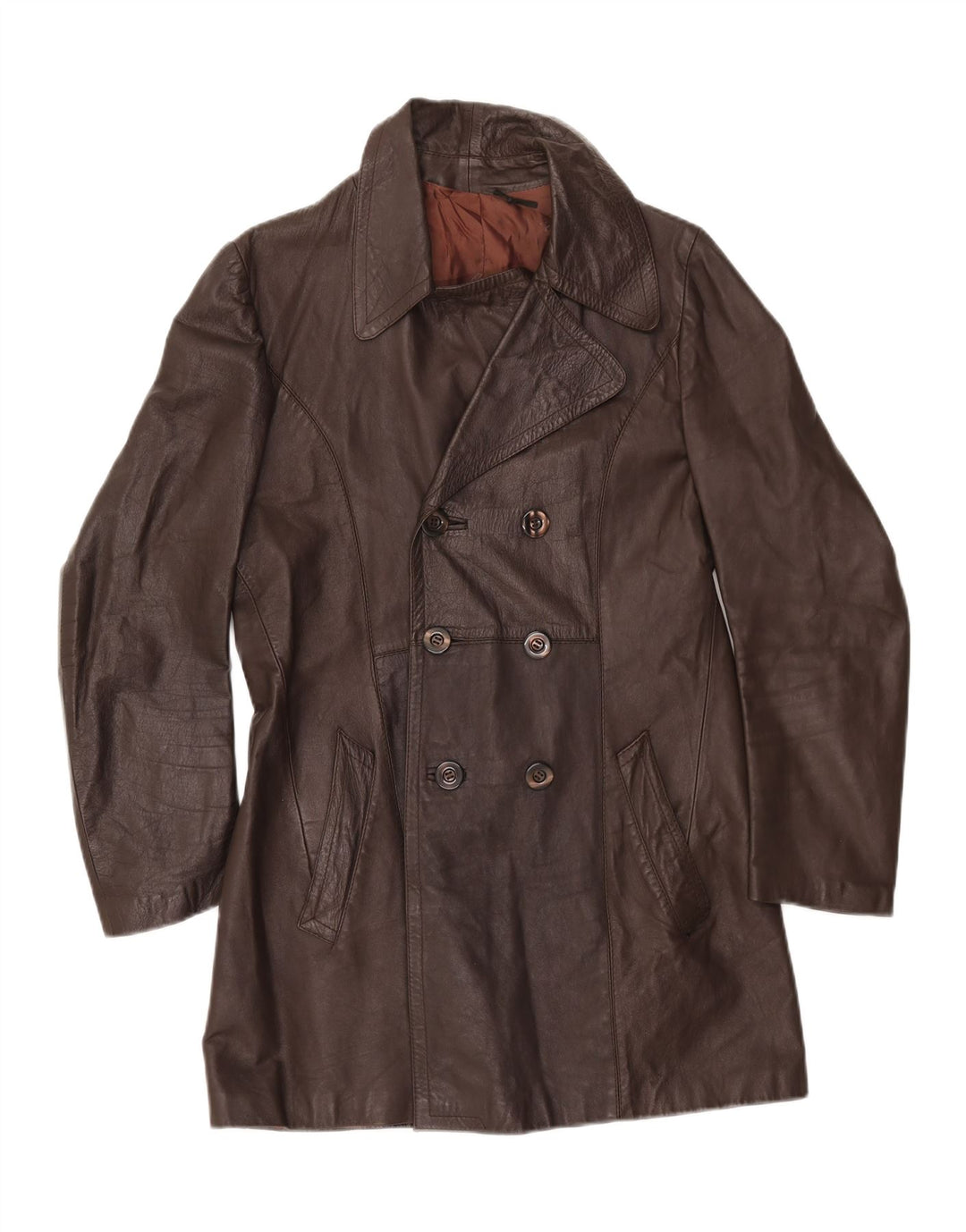 Casaco de couro feminino VINTAGE IT 50 XL marrom