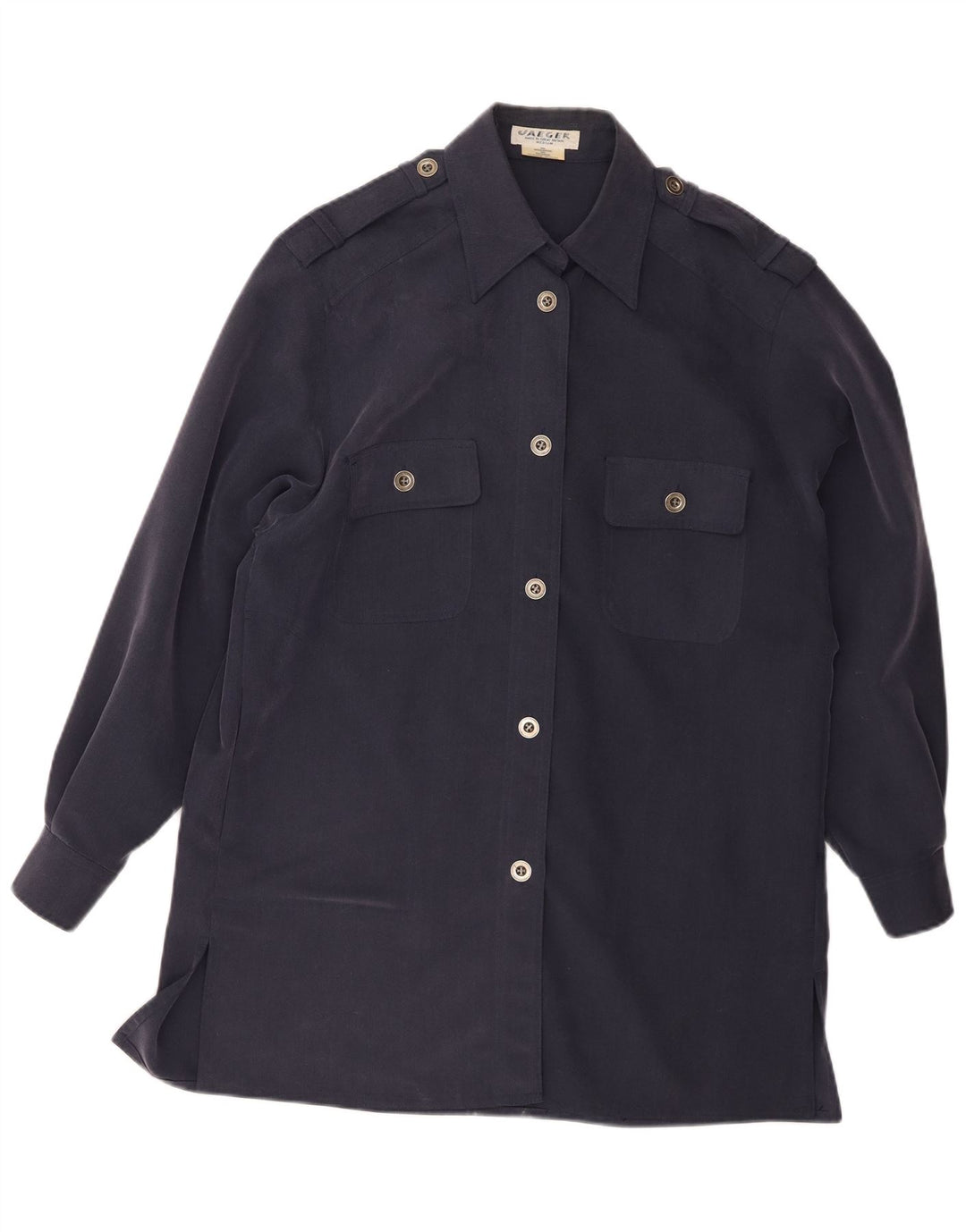 Sobretudo feminino Jaeger UK 14 médio azul marinho modal