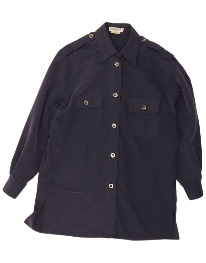 Sobretudo feminino Jaeger UK 14 médio azul marinho modal