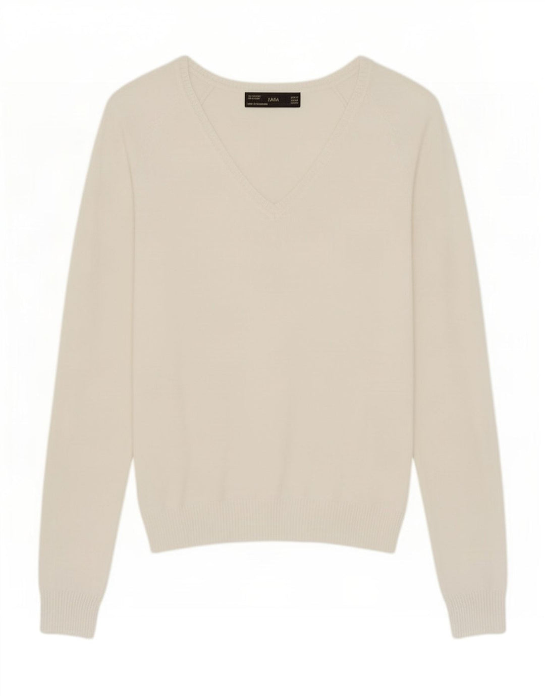 Suéter feminino Zara com decote em V Reino Unido 12 algodão branco médio