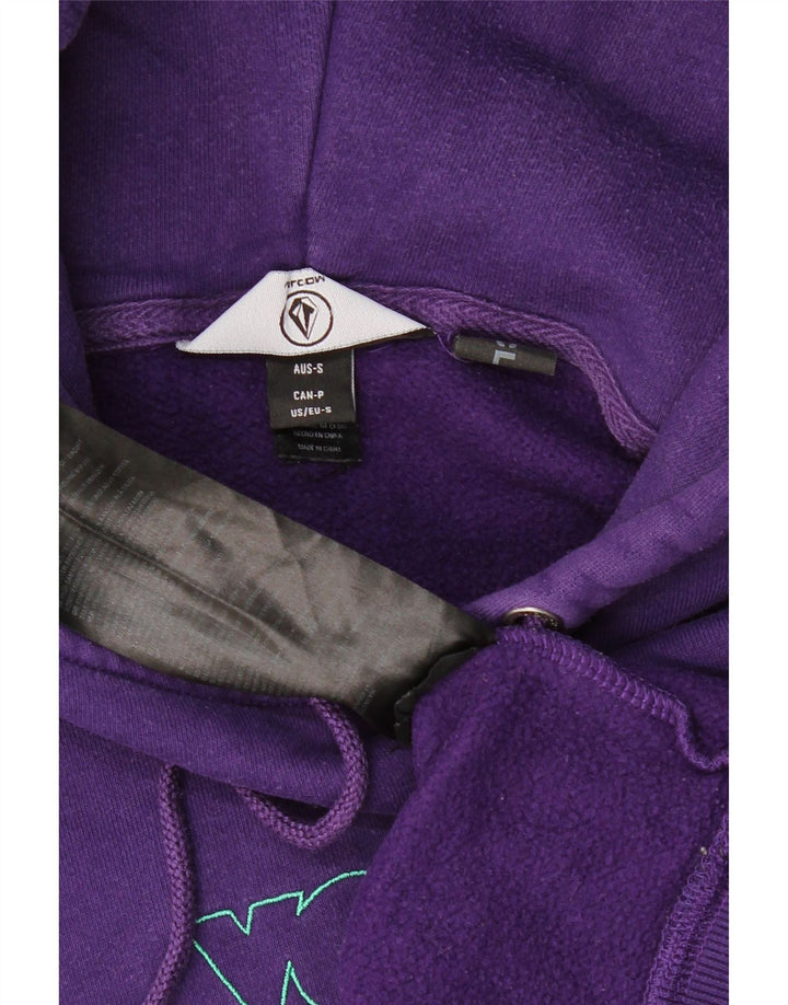 VOLCOM feminino gráfico oversized moletom com capuz Reino Unido 10 pequeno roxo