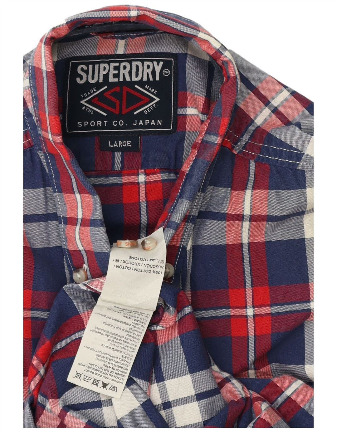 Camisa masculina Superdry grande algodão xadrez multicolorido
