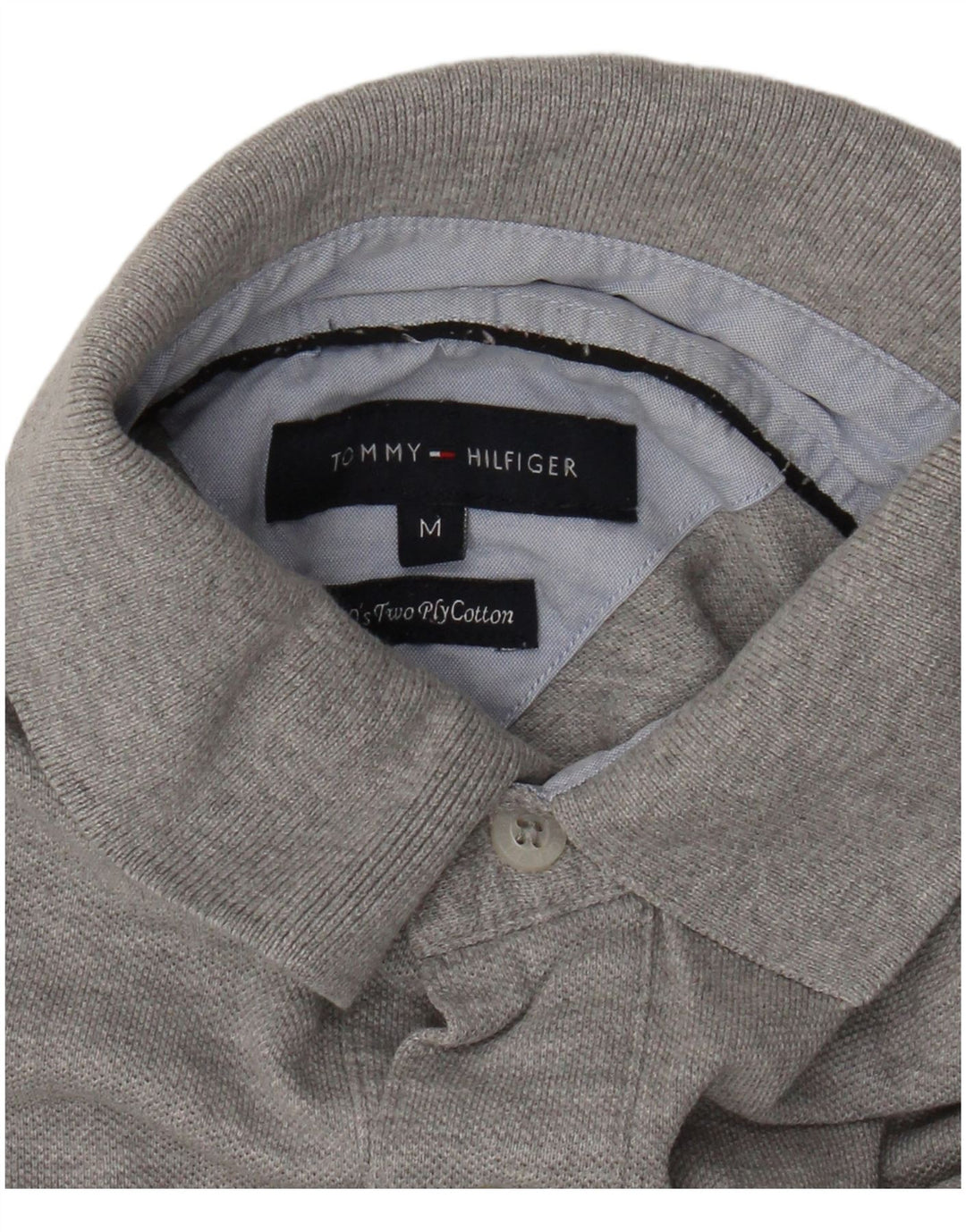Camisa polo masculina Tommy Hilfiger algodão manchado cinza médio