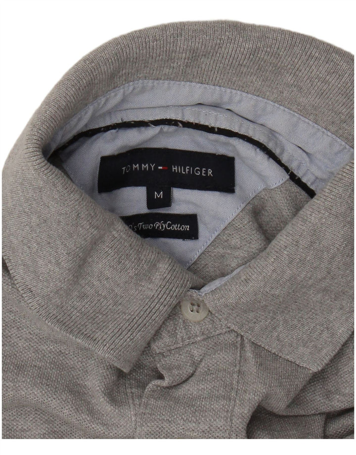 Camisa polo masculina Tommy Hilfiger algodão manchado cinza médio