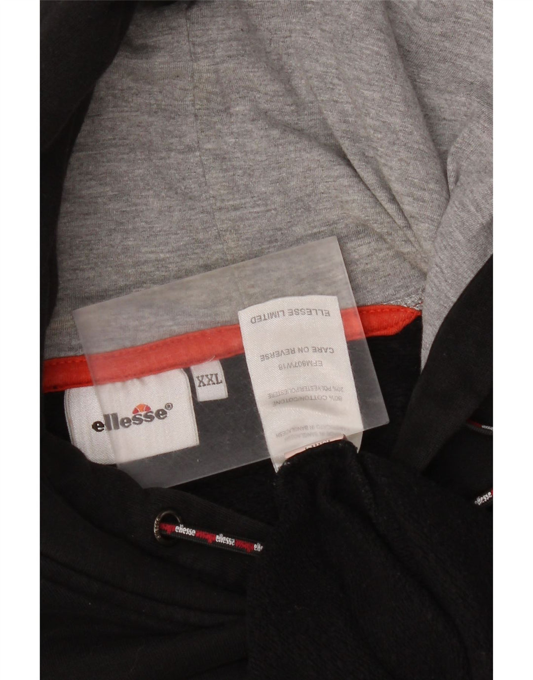 Ellesse moletom com capuz gráfico masculino 2XL algodão preto