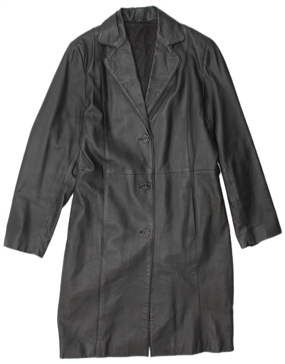 Casaco de couro feminino VINTAGE UK 14 couro preto médio