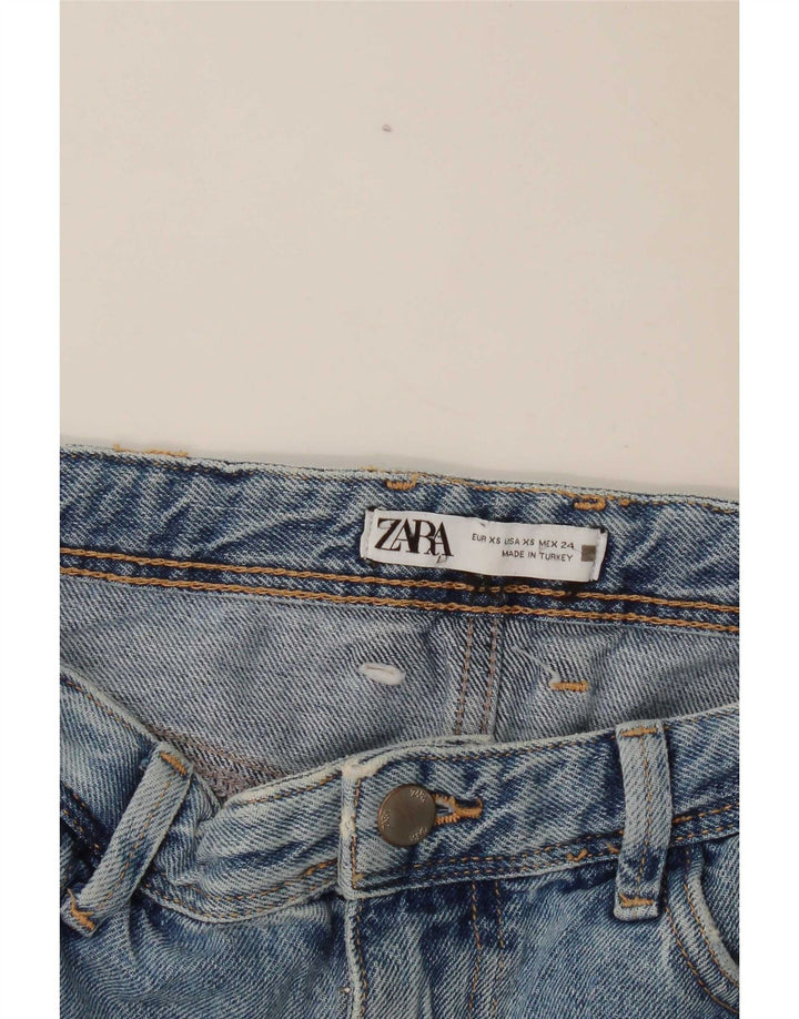 Saia jeans maxi desgastada Zara feminina XS W24 azul