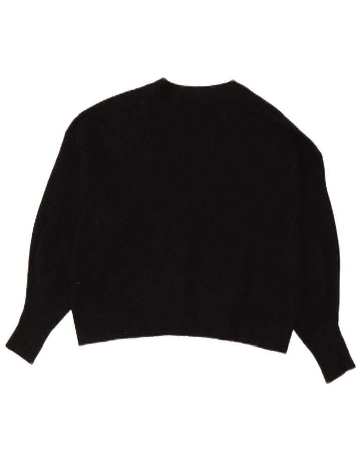 Suéter cardigã feminino Zara cropped grande Reino Unido 10 pequeno preto viscose
