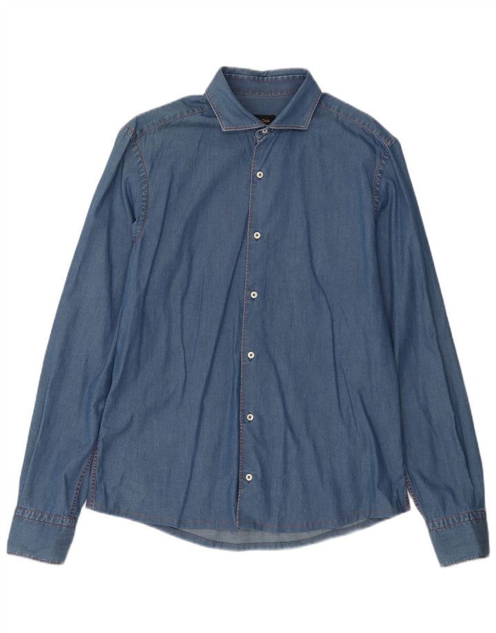 Camisa jeans masculina MASSIMO DUTTI azul médio