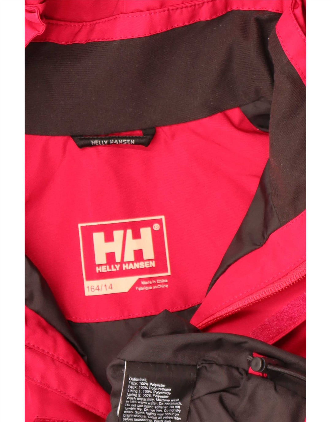 Jaqueta corta-vento com capuz Helly Hansen para meninas 13-14 anos poliéster vermelho