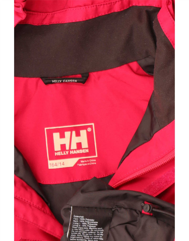 Jaqueta corta-vento com capuz Helly Hansen para meninas 13-14 anos poliéster vermelho