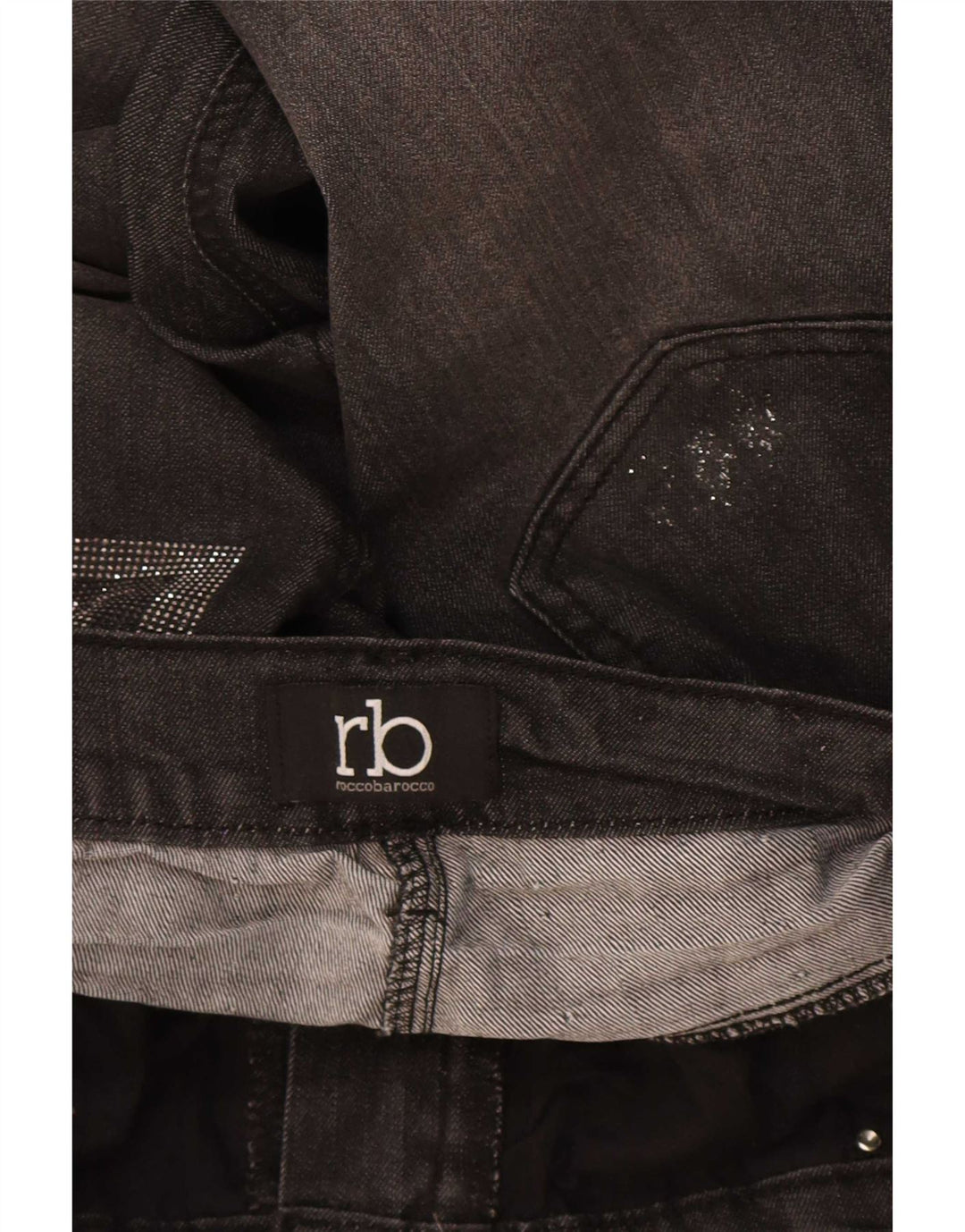 Calça jeans reta feminina Roccobarocco W32 L28 algodão preto