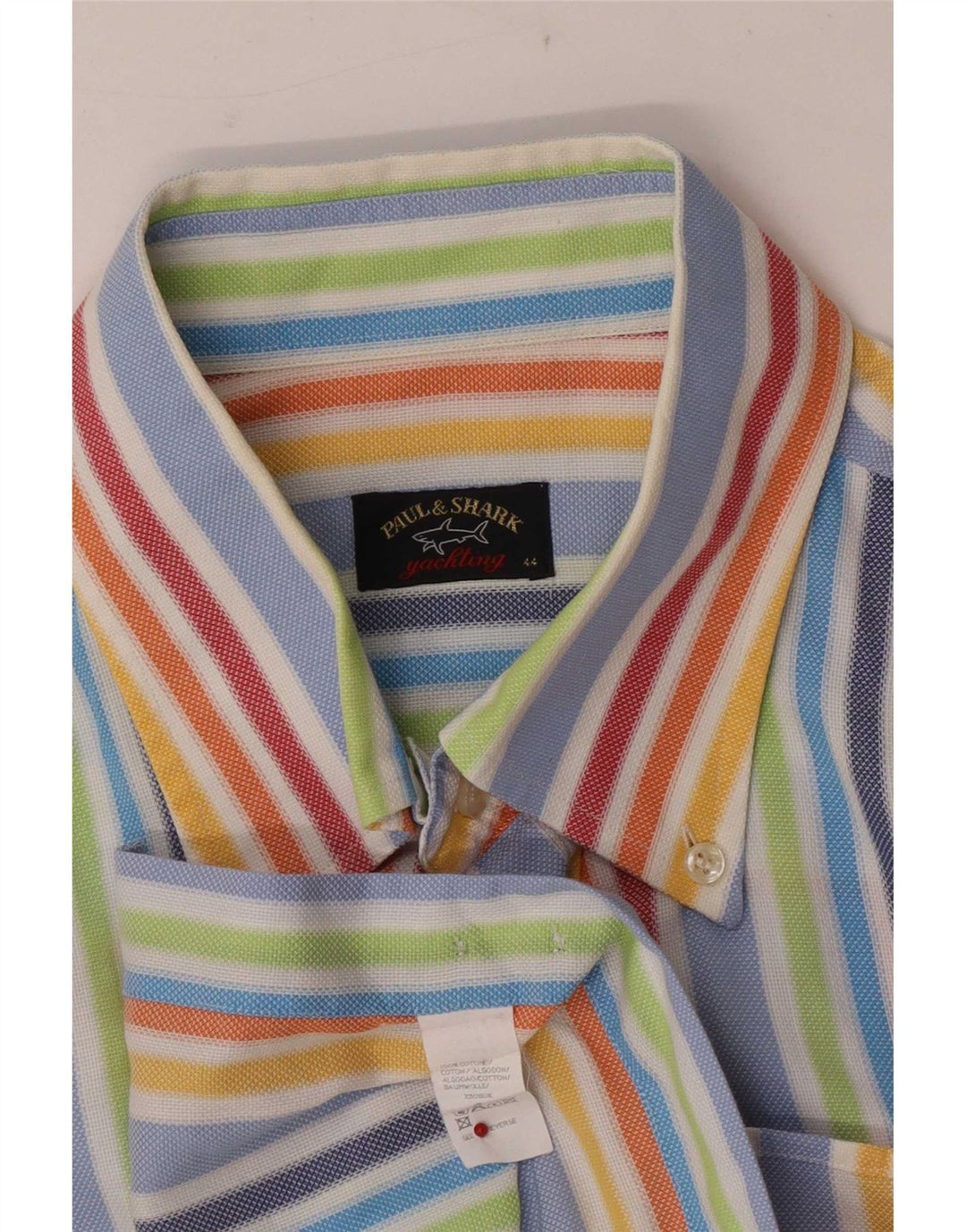Camisa masculina de manga curta Paul & Shark tamanho 44 XL listrada multicolorida