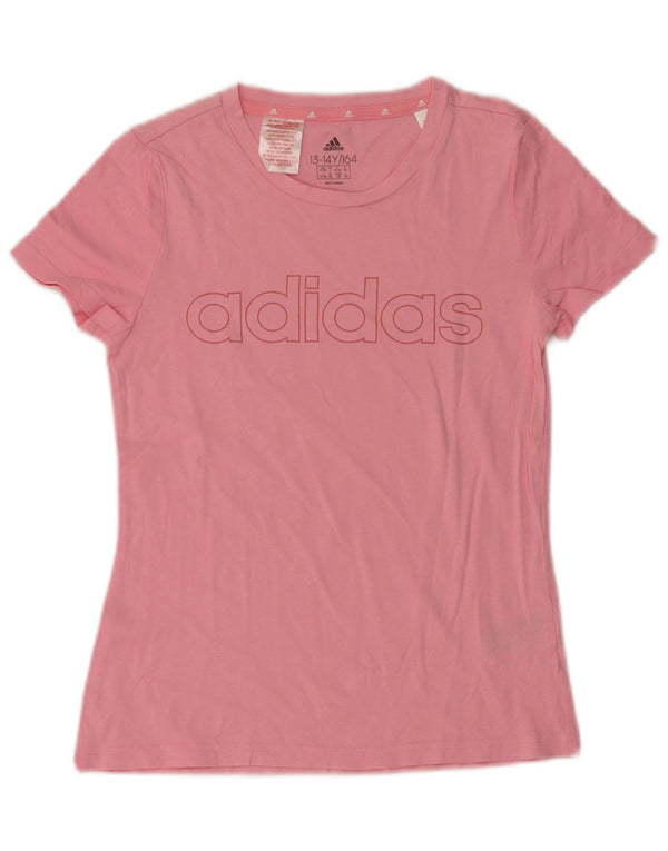 Camiseta Adidas Meninas Graphic 13-14 Anos Algodão Rosa