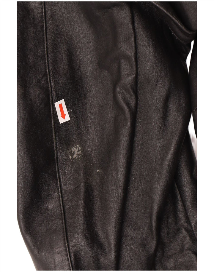 Jaqueta de couro vintage masculina com peito duplo Reino Unido 40 couro preto grande