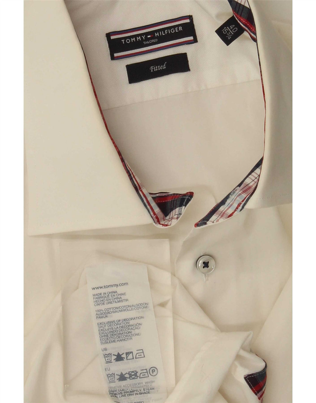 Camisa masculina sob medida Tommy Hilfiger tamanho 40 15 3/4 médio off white