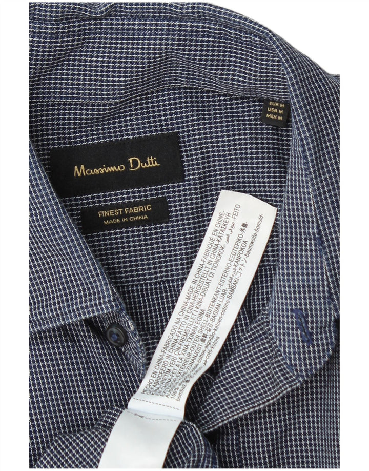 Camisa masculina Massimo Dutti de algodão xadrez médio azul marinho