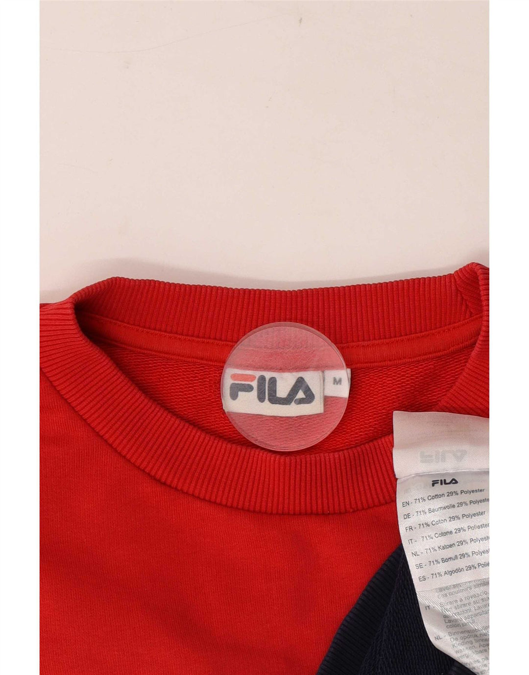 Fila moletom feminino gráfico jumper UK 14 médio vermelho colorblock algodão