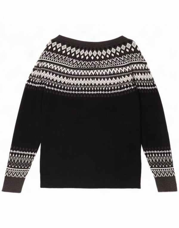 Suéter feminino Esprit com gola canoa Reino Unido 18 XL preto Fair Isle algodão