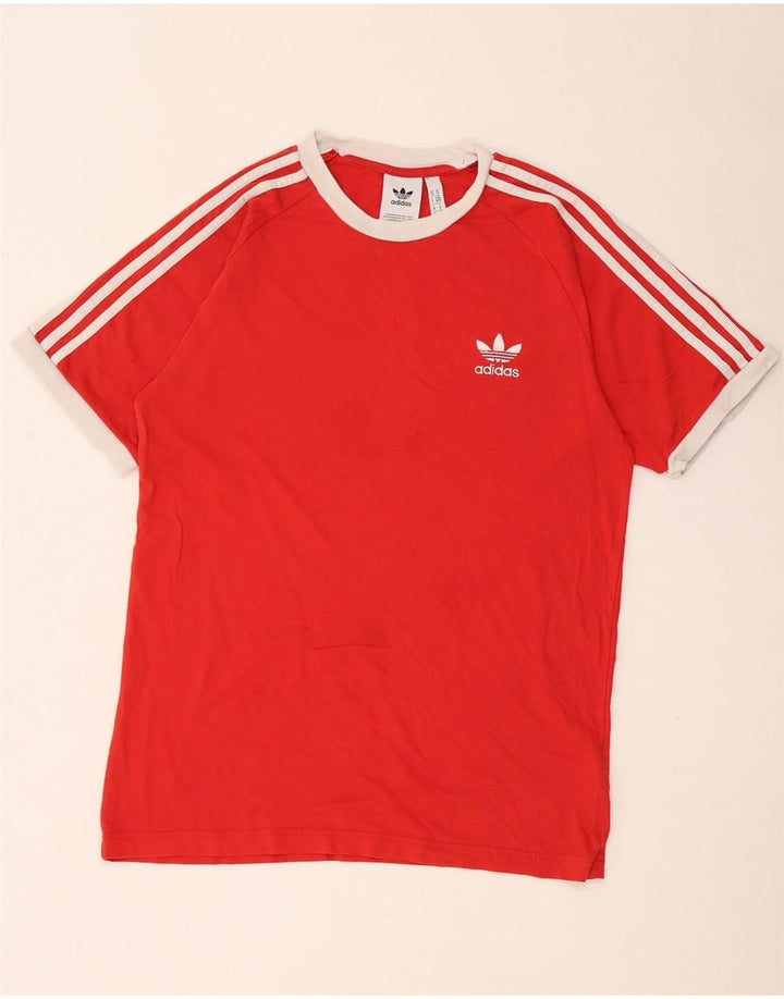 Adidas Mens Camiseta Top Médio Algodão Vermelho