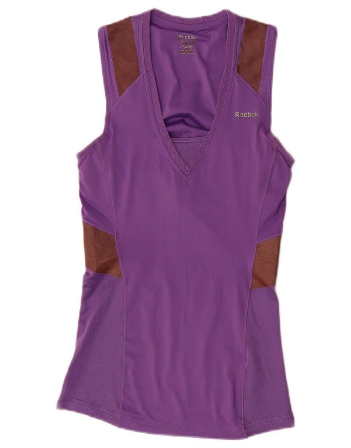 Reebok Womens Vest Top UK 4/6 XS Roxo Colourblock Poliéster