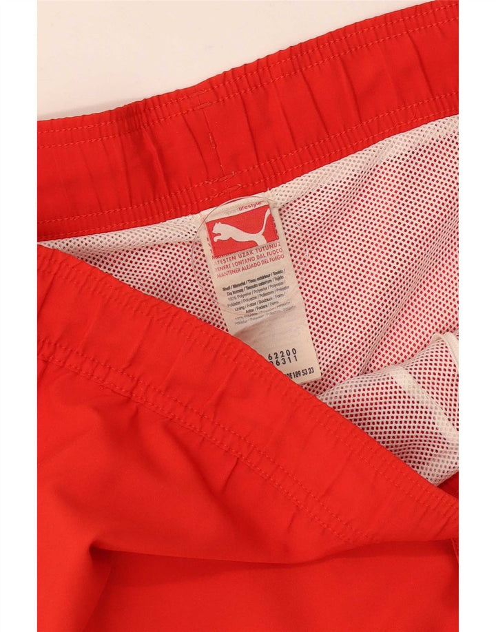 Shorts de natação masculinos Puma Graphic grande laranja colorblock poliéster