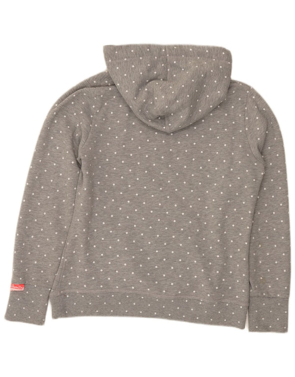 Superdry feminino gráfico moletom com capuz UK 18 XL cinza polka dot algodão
