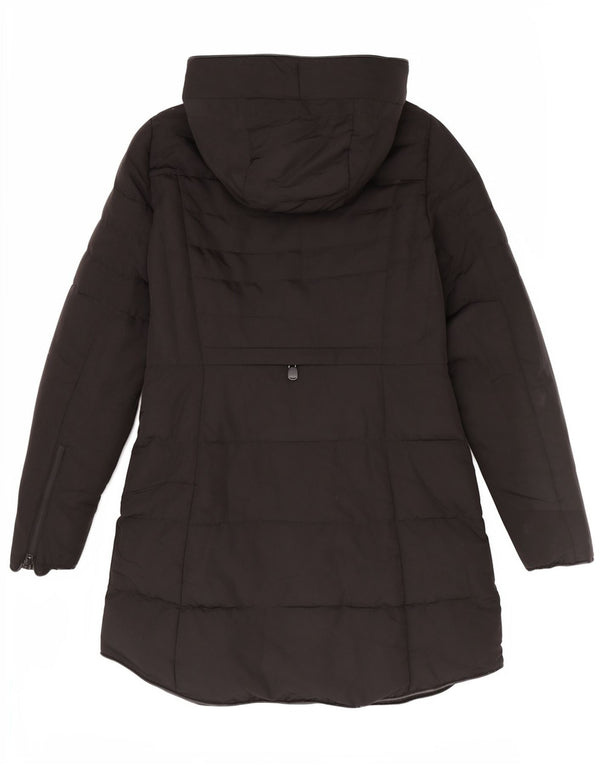 Casaco acolchoado com capuz feminino Zara UK 14 médio preto