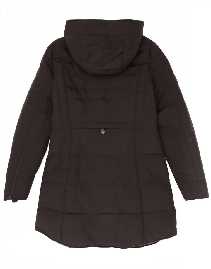 Casaco acolchoado com capuz feminino Zara UK 14 médio preto
